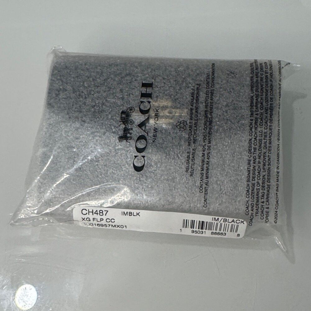 Coach Black Leather Card Case with Logo - NWT - Picture 5 of 6